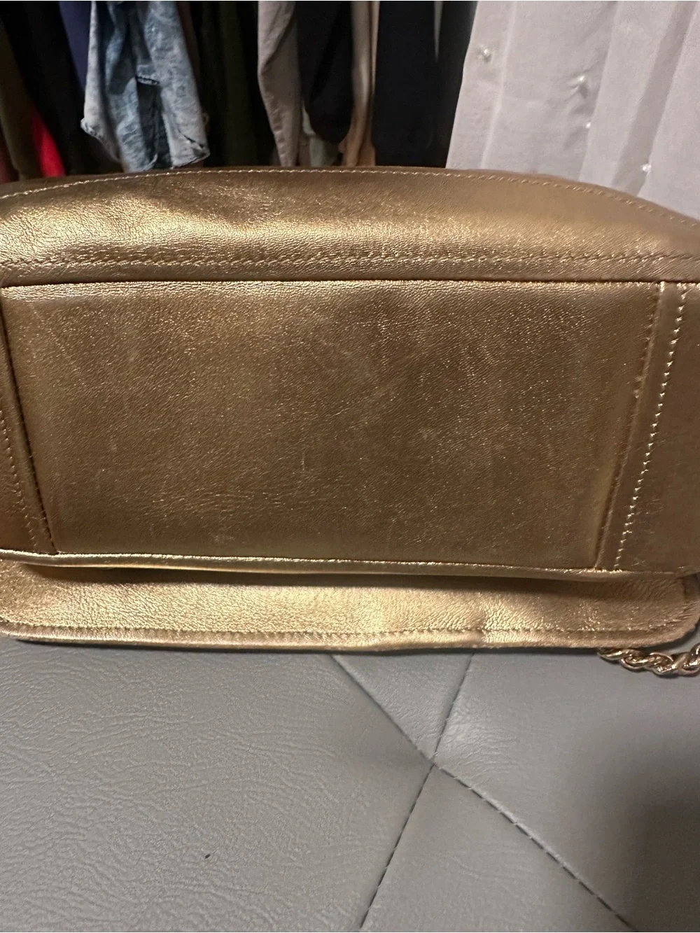 Moschino Gold Moto Jacket Crossbody Bag